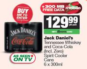Jack Daniel's Tennessee Whisky & Coca Cola Spirit Cooler Cans-6 x 300ml Per Pack