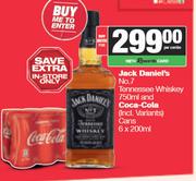 Jack Daniel's No.7 Tennessee Whisky 750ml & Coca Cola Cans 6 x 200ml-For Both