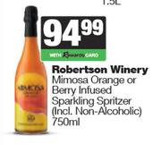 Robertson Winery Mimosa Orange Or Berry Infused Sparkling Spritzer-750ml