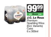 J.C.Le Roux Premium Sparkling Wine Cans-6 x 300ml