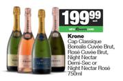 Krone Cap Classique Borealis Cuvee Brut,Rose,Night Nectar Demi Sec Or Night Nectar Rose-750ml
