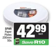 Spar Paper Plates 230mm 50s