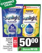 Sunlight Platinum Plus Regular Dishwashing Liquid Pouch 750ml-For Both