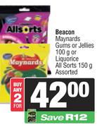 Beacon Maynards Gums Or Jellies 100g Or Liquorice All Sorts 150g Assorted-For Any 2