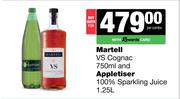 Martell VS Cognac 750ml & Appletiser 100% Sparkling Juice 1.25L-For Both