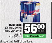 Red Bull Energy Drink Cans-4 x 250ml Per Pack