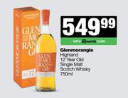 Glenmorangie Highland 12 Year Old Single Malt Scotch Whisky-750ml