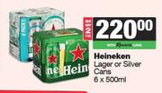 Heineken Lager Or Silver Cans-For 2 x 6 x 500ml