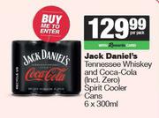 Jack Daniel's Tennessee Whisky & Coca Cola Spirit Cooler Cans 6 x 300ml