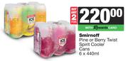 Smirnoff Pine Or Berry Twist Spirit Cooler Cans-For 2 x 6 x 440ml 