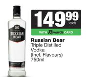 Russian Bear Triple Distilled Vodka-750ml Each