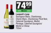Leopard's Leap Sauv,Chardonnay,Chenin,Pinot Noir,Cab Sauv,Merlot,Merlot Or Shiraz-750ml Each