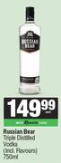 Russian Bear Triple Distilled Vodka-750ml Each