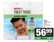 Spar Toilet Tissue 2 Ply 350 Sheets-9s Per Pack