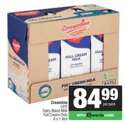 Creamline UHT Dairy Blend Milk Full Cream Only-6 x 1L