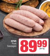 Spar Pork Sausages-Per Kg