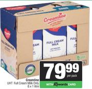 Creamline UHT Full Cream Milk Only 6 x 1Ltr-Per Pack