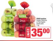 Spar Freshline Golden Delicious Or Red Apples Snack Pack-For 2 x 1Kg