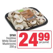 Spar Freshline White Sliced Mushrooms-250g Per Punnet