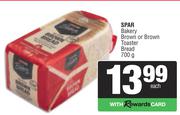 Spar Bakery Brown Or Brown Toaster Bread-700g Each