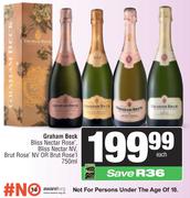 Graham Beck Bliss Nectar Rose' Bliss Nectar NV, Brut Rose' NV Or Brut Rose' I-750ml Each
