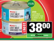 Spar Light Meat Shredded Tuna In Water Or Oil-For 2 x 170g
