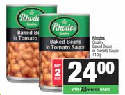 Rhodes Quality Baked Beans In Tomato Sauce-For 2 x 410g