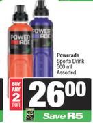 Powerade Sport Drink Assorted-For Any 2 x 500ml