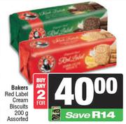 Bakers Red Label Cream Biscuits Assorted-For Any 2 x 200g