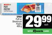 Spar Puff Or Shortcrust Pastry-400g Each
