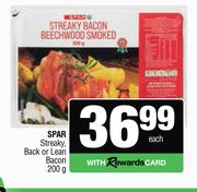 Spar Steaky Back Or Lean Bacon-200g Each