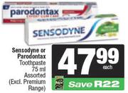 Sensodyne Or Parodontax Toothpaste Assorted  75ml-Each