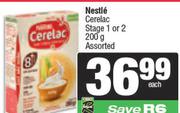 Nestle Cerelac Stage 1 Or 2 Assorted-200g Each