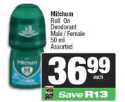Mitchum Roll On Deodorant Male/Female Assorted-50ml Each