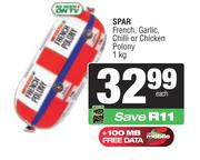 Spar French, Garlic, Chilli Or Chicken Polony-1Kg