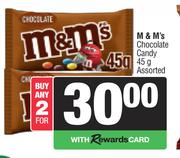 M&M's Chocolate Candy Assorted-For 2 x 45g