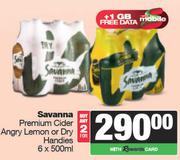 Savanna Premium Cider Angry Lemon Or Dry Handies-For Any 2 x 6 x 500ml