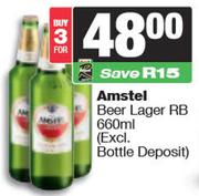 Amstel Lager RB Beer (Excl Bottle Deposit)-For 3 x 660ml