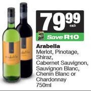Arabella Merlot, Pinotage, Shiraz, Cabernet Sauvignon, Sauvignon/Chenin Blanc or Chardonnay-750ml EA