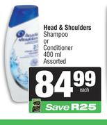 Head & Shoulders Shampoo Or Conditioner Assorted-400ml