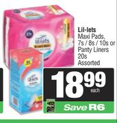 Lil Lets Maxi Pads 7s/8s/10s Or Pantyliners 20s