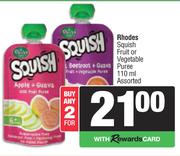 Rhodes Squish Fruit Or Vegetable Puree Assorted-For 2 x 110ml