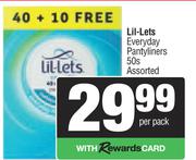 Lil-Lets Everyday Pantyliners Assorted-50s Per Pack