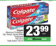 Colgate Maximum Protection,Gel,Herbal White Toothpaste 100ml Or Triple Action 150ml