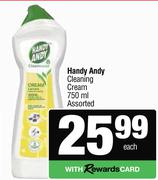 Handy Andy Cleaning Cream Assorted-750ml Each
