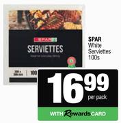 Spar White Serviettes-100s Per Pack