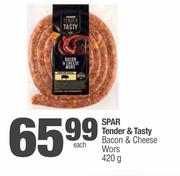 Spar Tender & Tasty Bacon & Cheese Wors-420g Each
