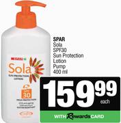 Spar Sola SPF 30 Sun Protection Lotion Pump-400ml Each