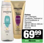 Pantene 3 In 1, Shampoo, Conditioner, Treatment Or Pro-V Conditioner  Or Shampoo Assorted-160mlEach