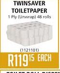 Twinsaver Toiletpaper 1 Ply 48 Rolls-Each